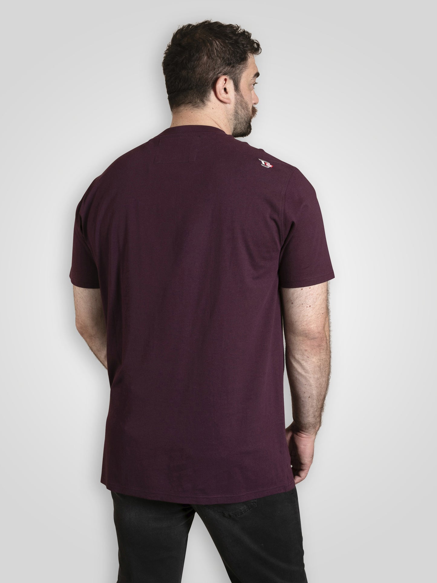 GRIMSBY -D555 Burgundy Rock 'N' Roll Skull Printed Crew Neck T-Shirt