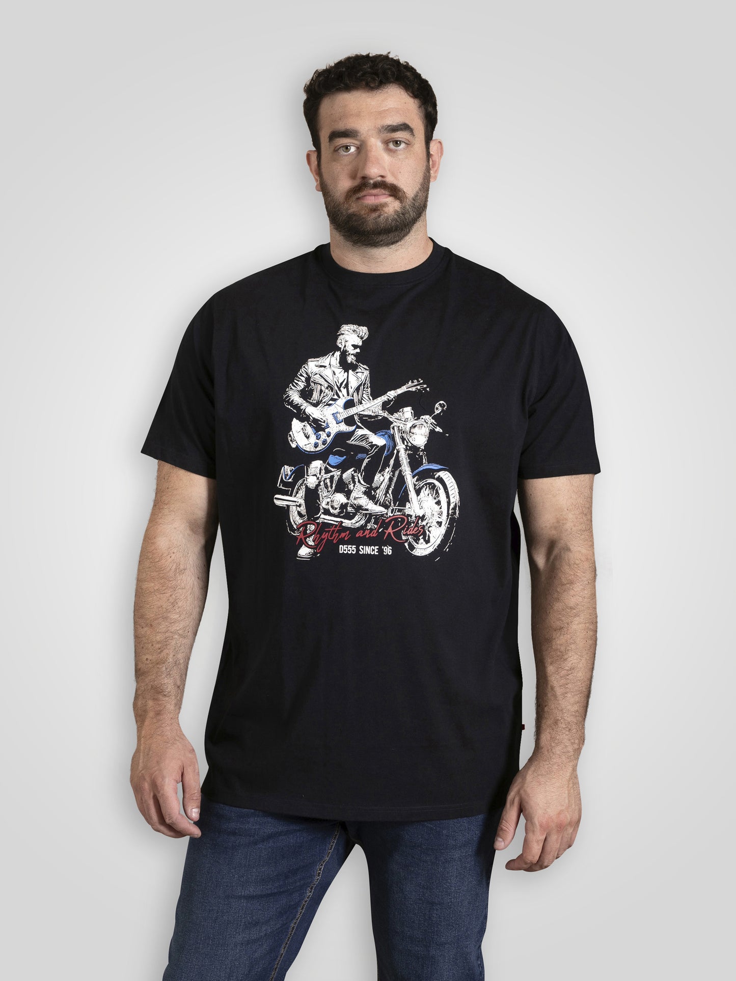 DERBY -D555 Dark Navy Blue Rhythm and Rides Motorbike Printed Crew Neck T-Shirt