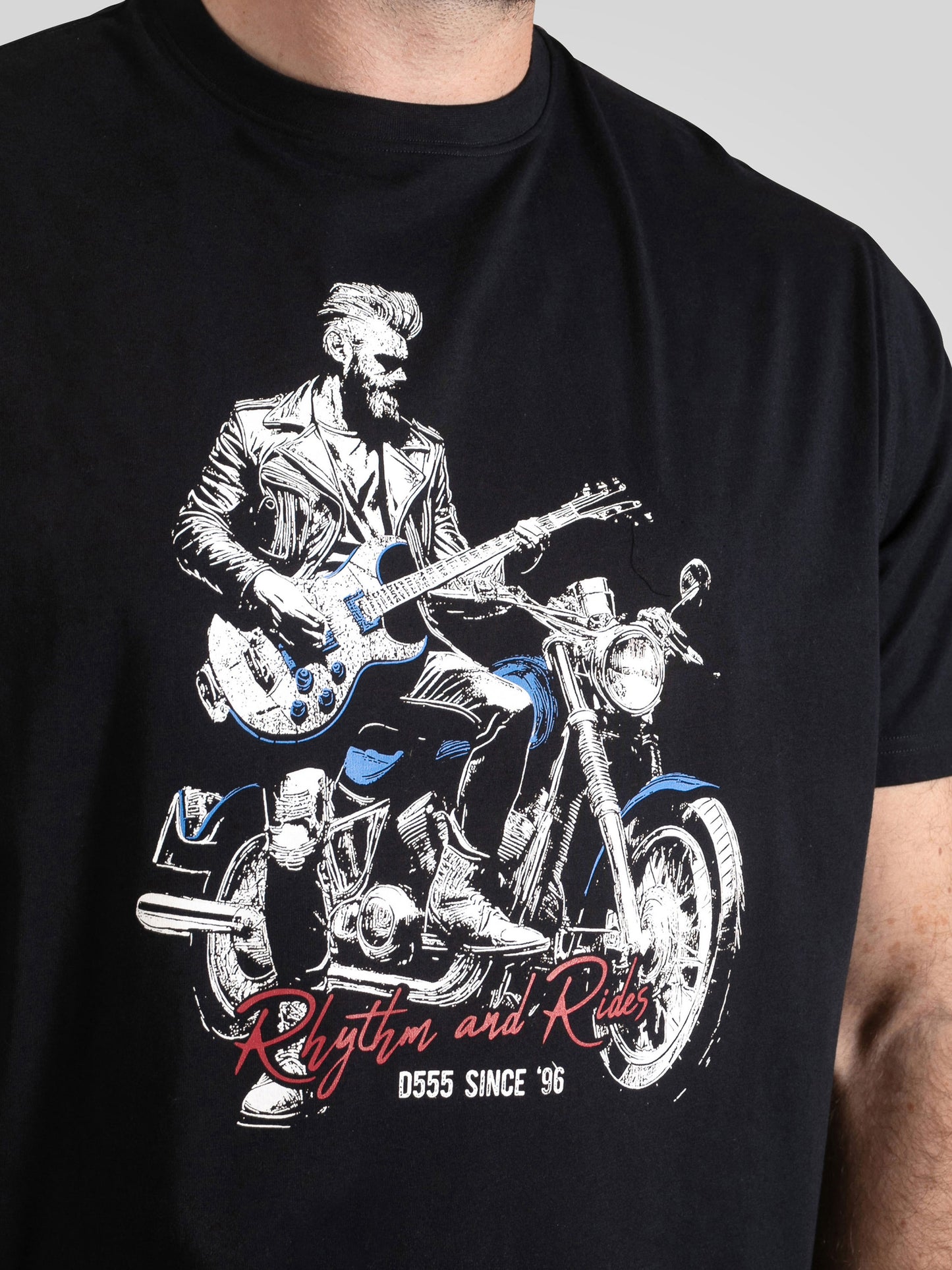 DERBY -D555 Dark Navy Blue Rhythm and Rides Motorbike Printed Crew Neck T-Shirt