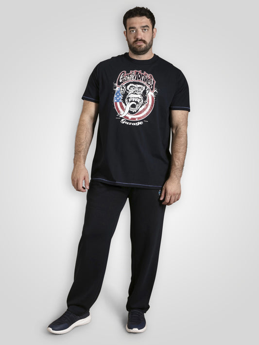 BIRKENHEAD -D555 Navy Blue Official Licensed Gas Monkey American Flag T-Shirt