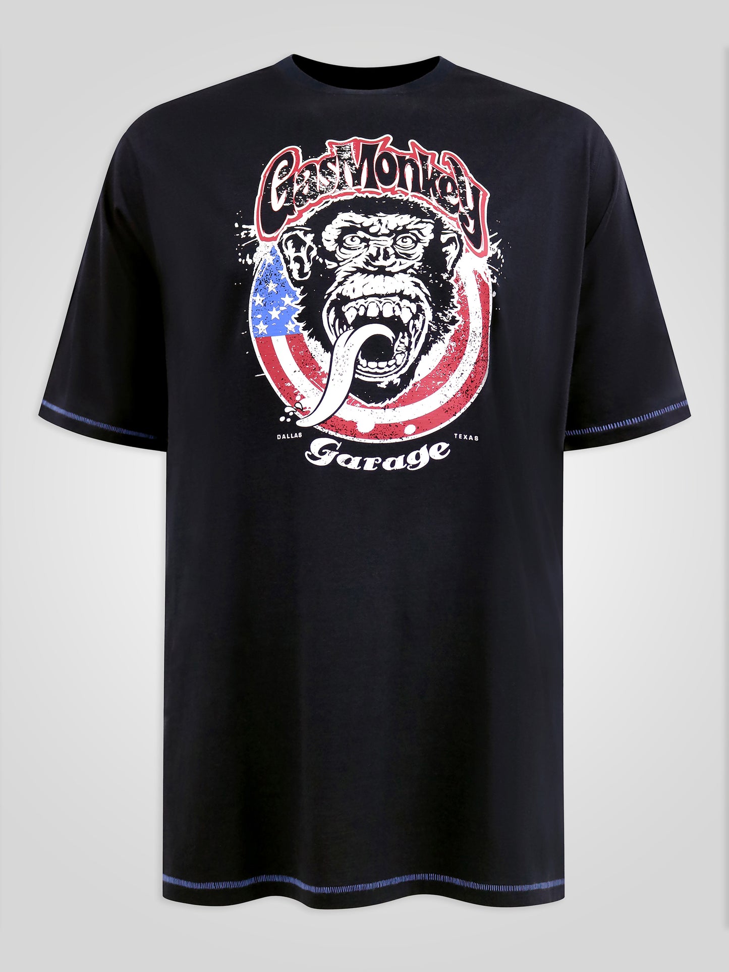 BIRKENHEAD -D555 Navy Blue Official Licensed Gas Monkey American Flag T-Shirt
