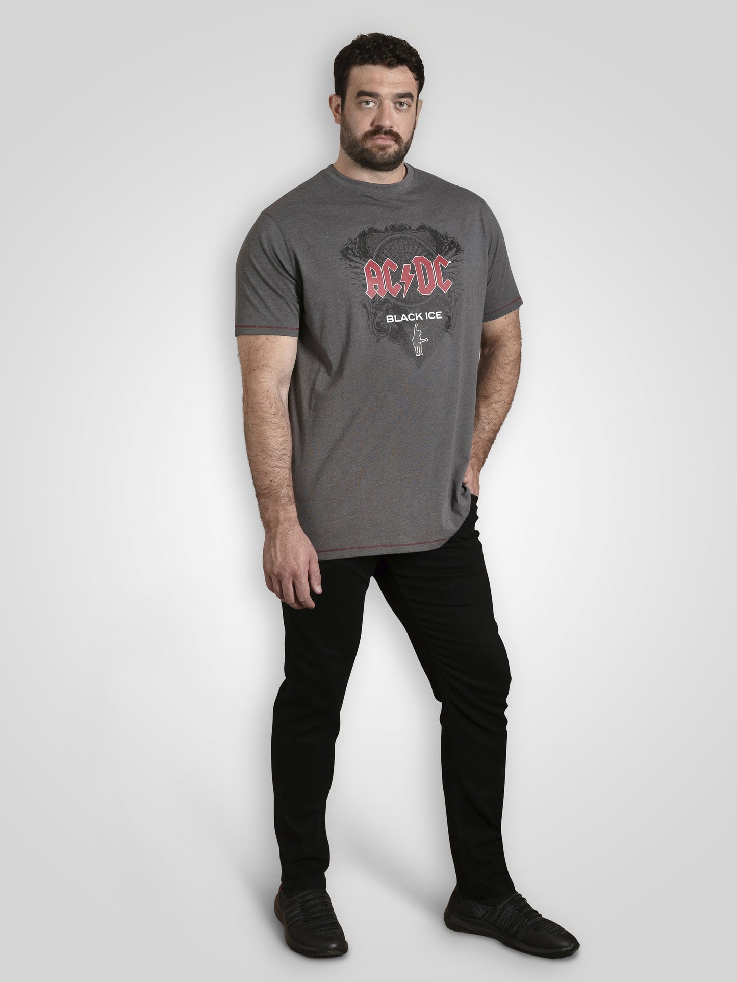CLYDEBANK -D555 Charcoal Marl Official Licensed Acdc Black Ice Printed T-Shirt
