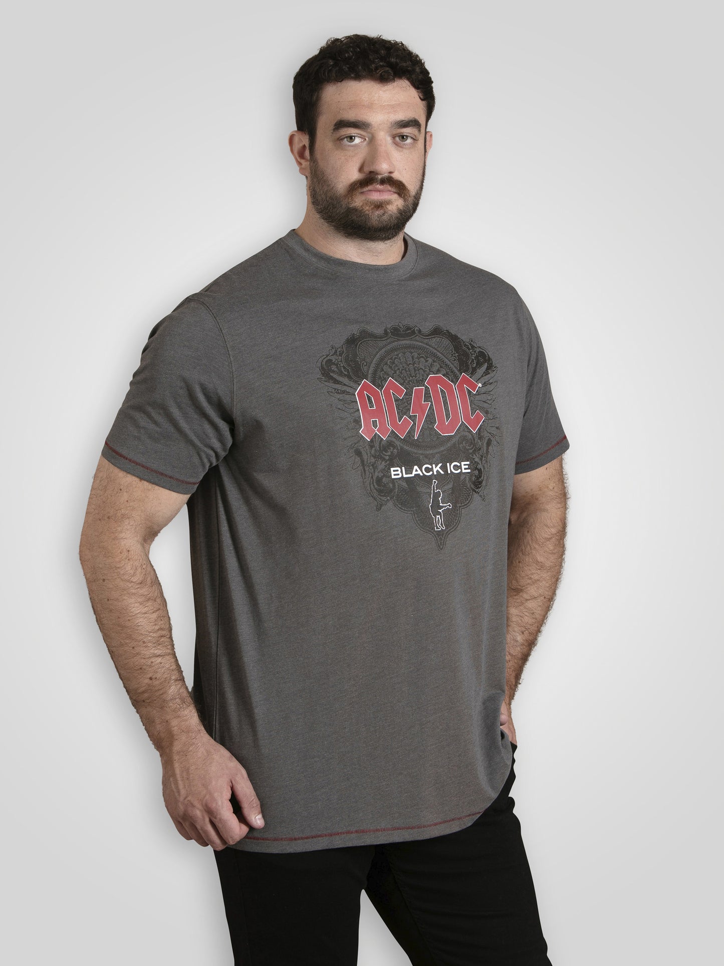 CLYDEBANK -D555 Charcoal Marl Official Licensed Acdc Black Ice Printed T-Shirt
