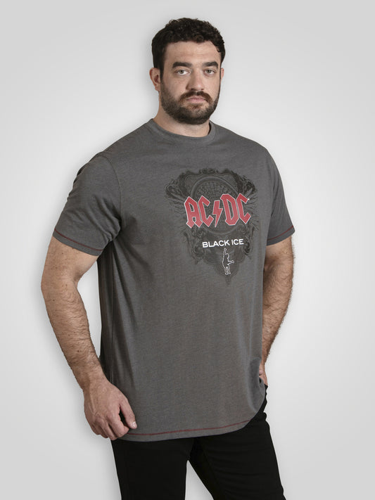 CLYDEBANK -D555 Charcoal Marl Official Licensed Acdc Black Ice Printed T-Shirt