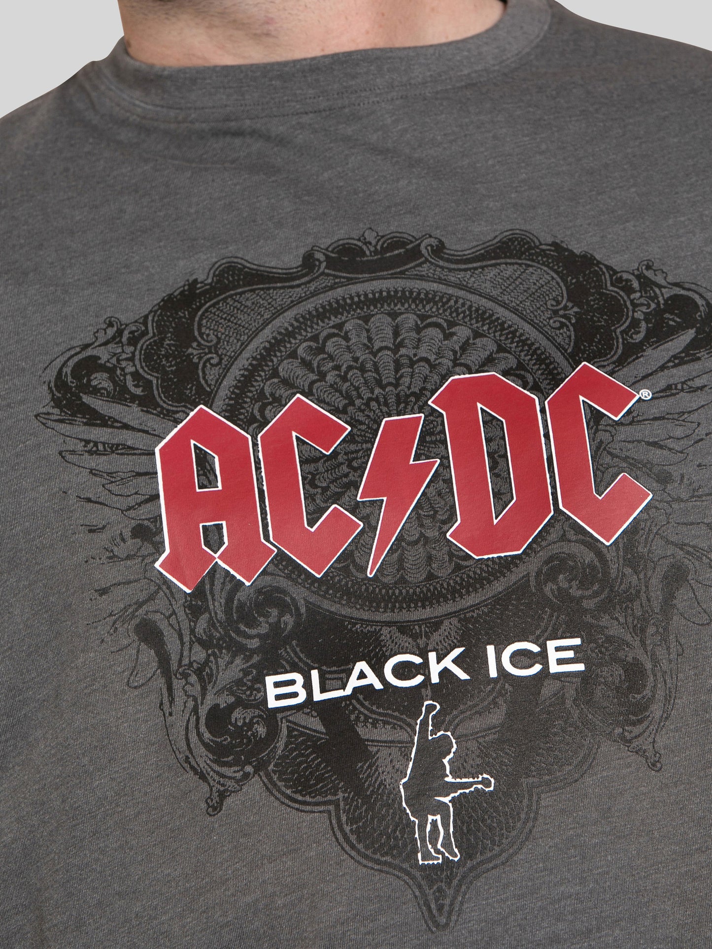 CLYDEBANK -D555 Charcoal Marl Official Licensed Acdc Black Ice Printed T-Shirt