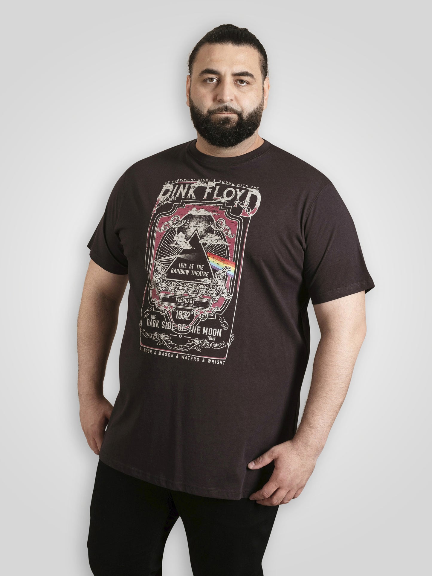 BLACKPOOL -D555 Washed Black Official Licensed Pink Floyd Printed T-Shirt