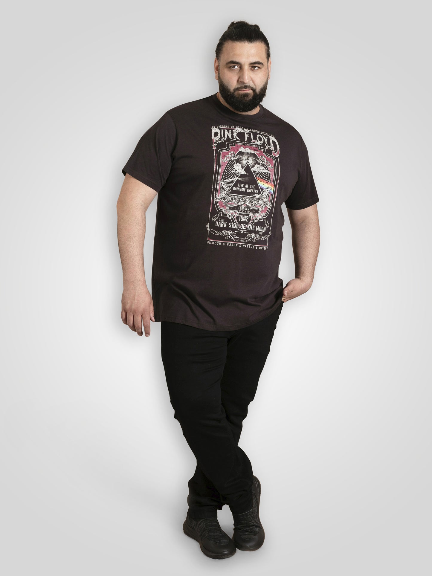 BLACKPOOL -D555 Washed Black Official Licensed Pink Floyd Printed T-Shirt
