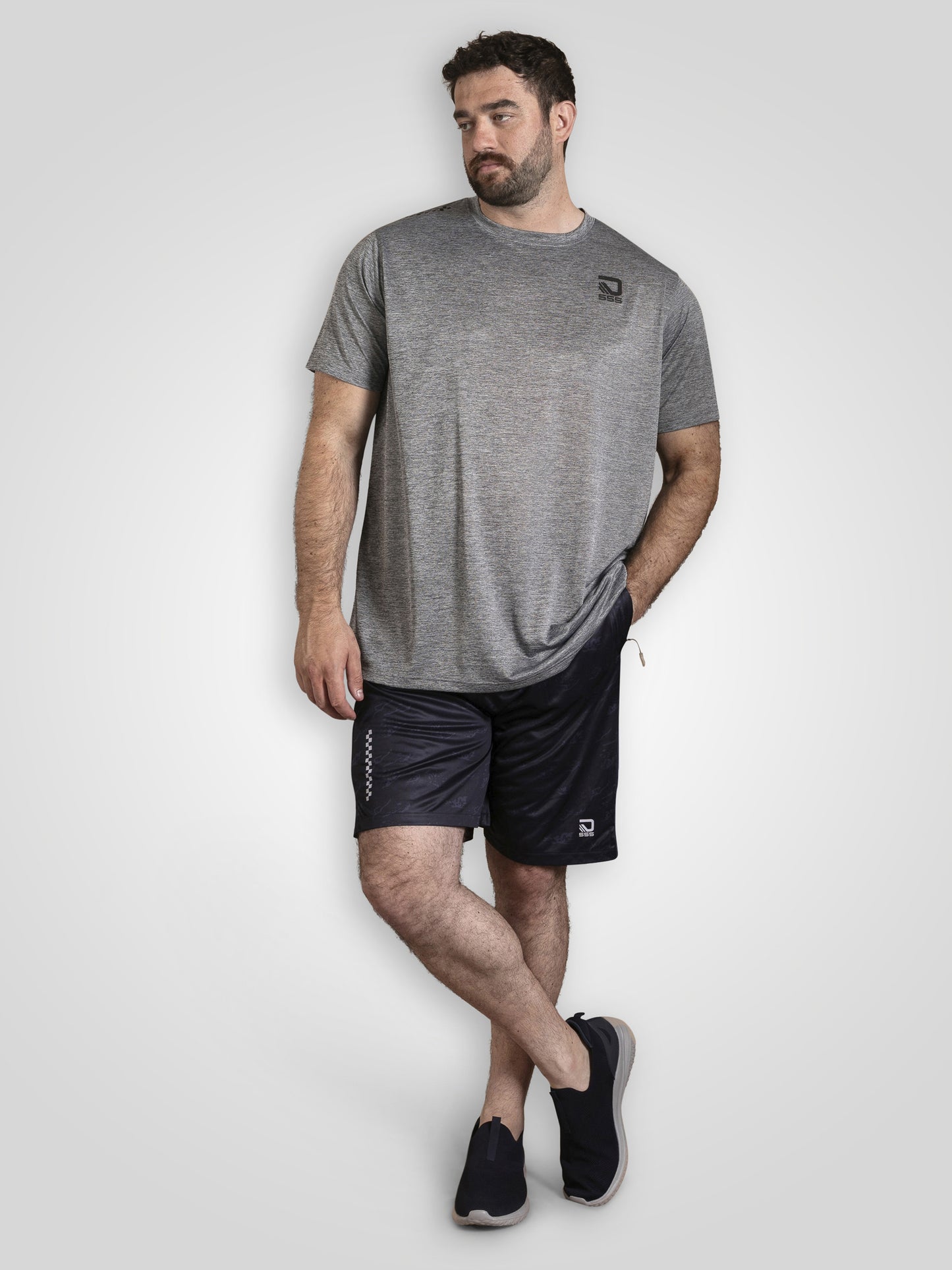 RETFORD -D555 Charcoal Marl Dry Wear Light Peach Finished Crew Neck T-Shirt