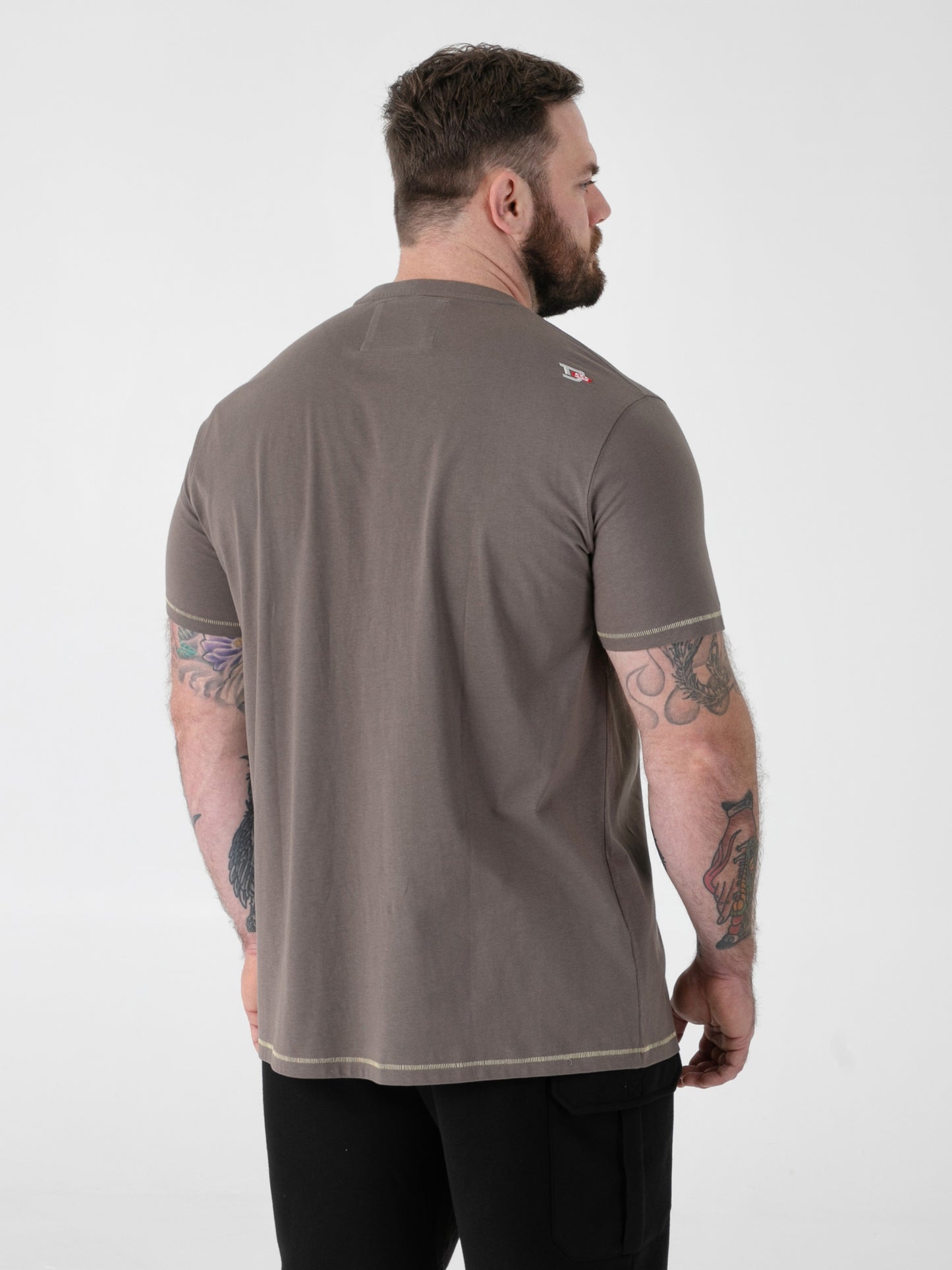 AUSTIN -D555 Khaki Green Surfing Bear Printed Crew Neck T-Shirt
