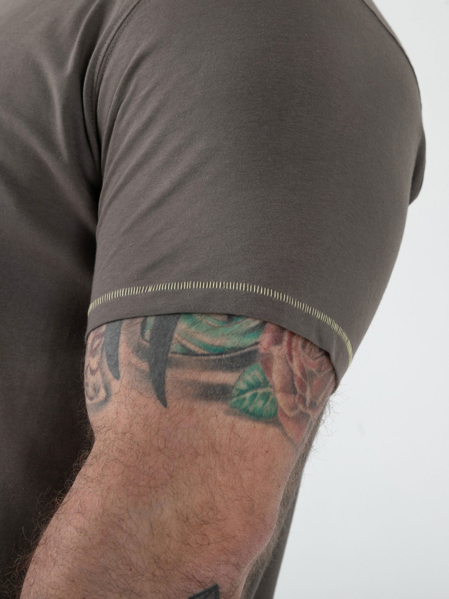 AUSTIN -D555 Khaki Green Surfing Bear Printed Crew Neck T-Shirt