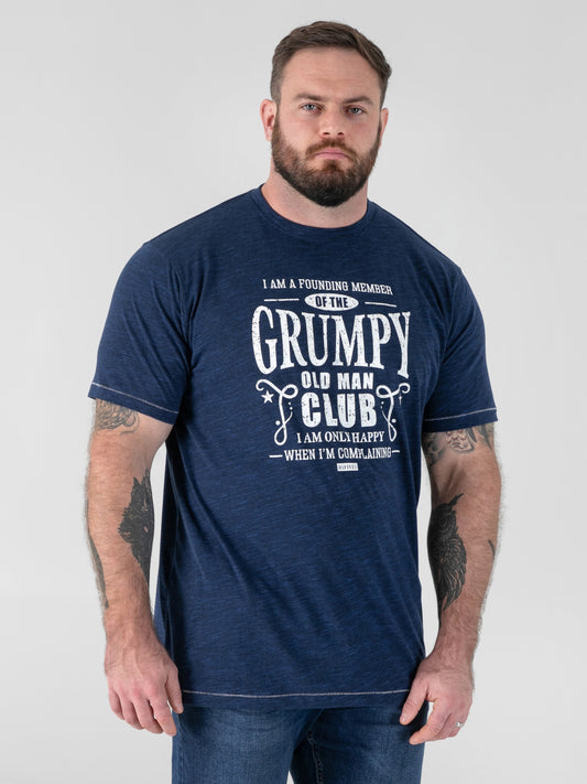 COOPER -D555 Navy Reno Grumpy Old Man Printed Crew Neck T-Shirt