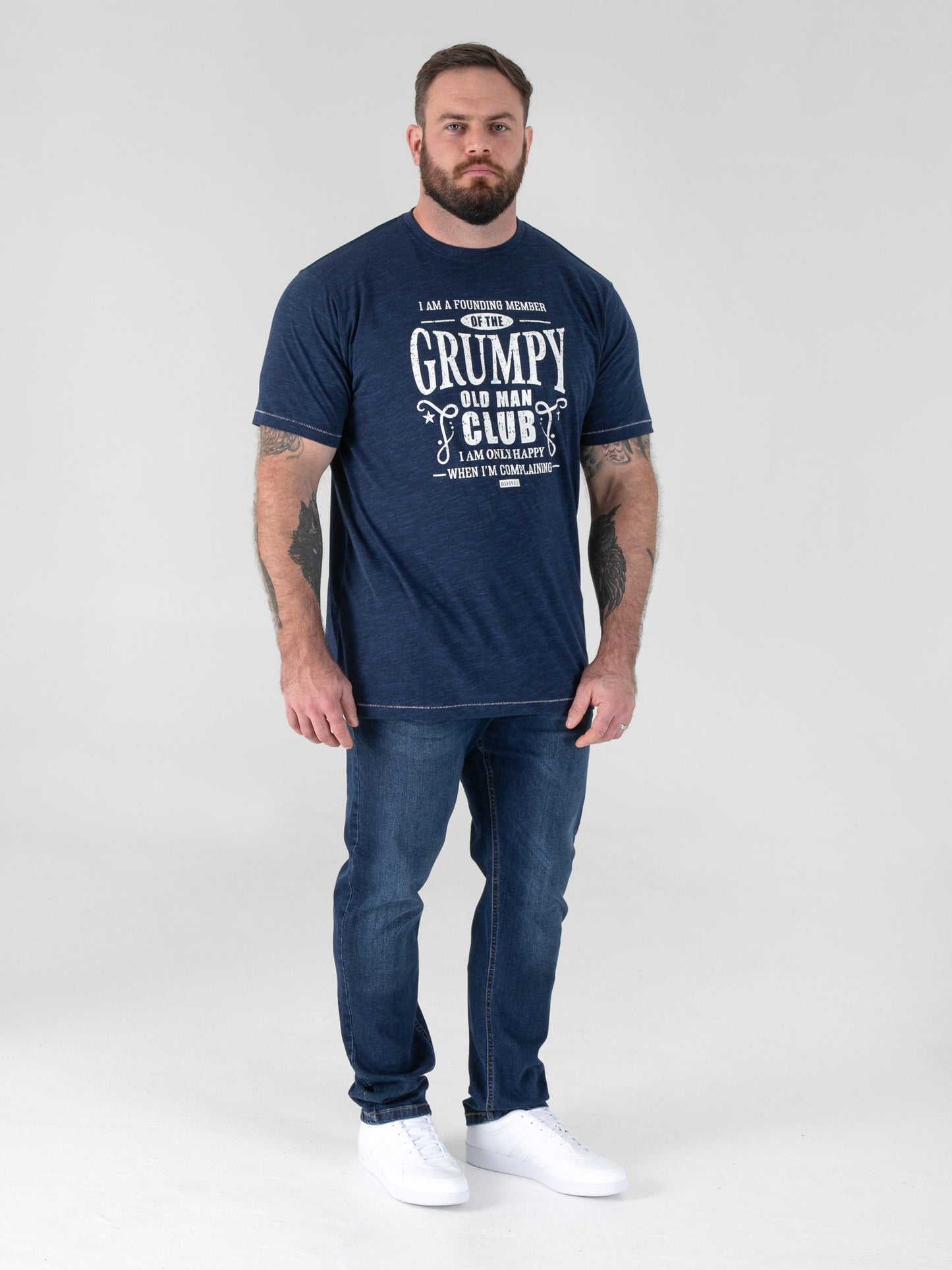 COOPER -D555 Navy Reno Grumpy Old Man Printed Crew Neck T-Shirt