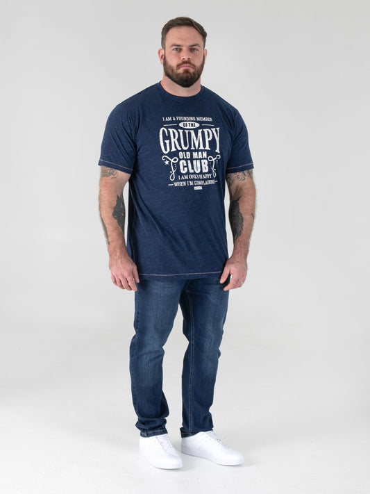 COOPER -D555 Navy Reno Grumpy Old Man Printed Crew Neck T-Shirt