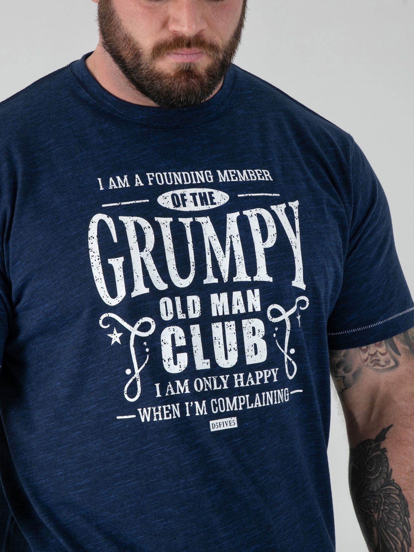 COOPER -D555 Navy Reno Grumpy Old Man Printed Crew Neck T-Shirt