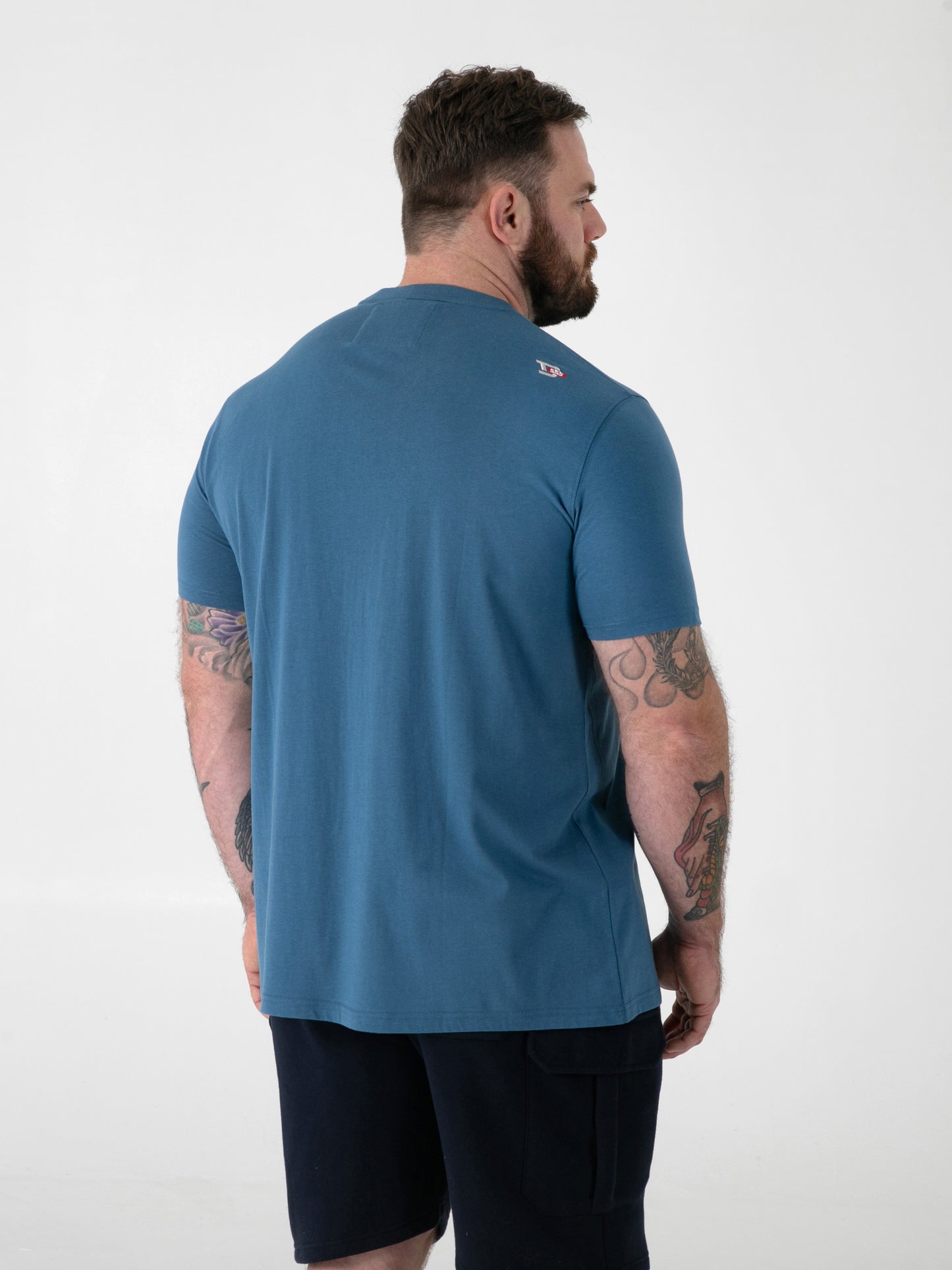 HOVELL -D555 Dark Teal Summer Beach Icon Sketches Printed Crew Neck T-Shirt