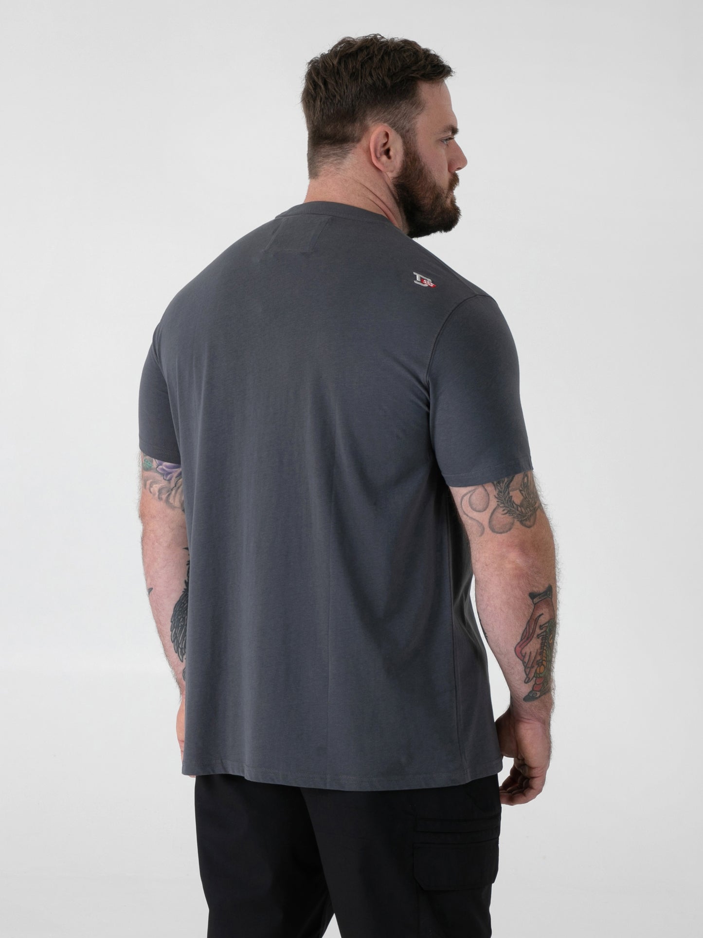 CRAIG -D555 Dark Grey Gorilla Biker Printed Crew Neck T-Shirt