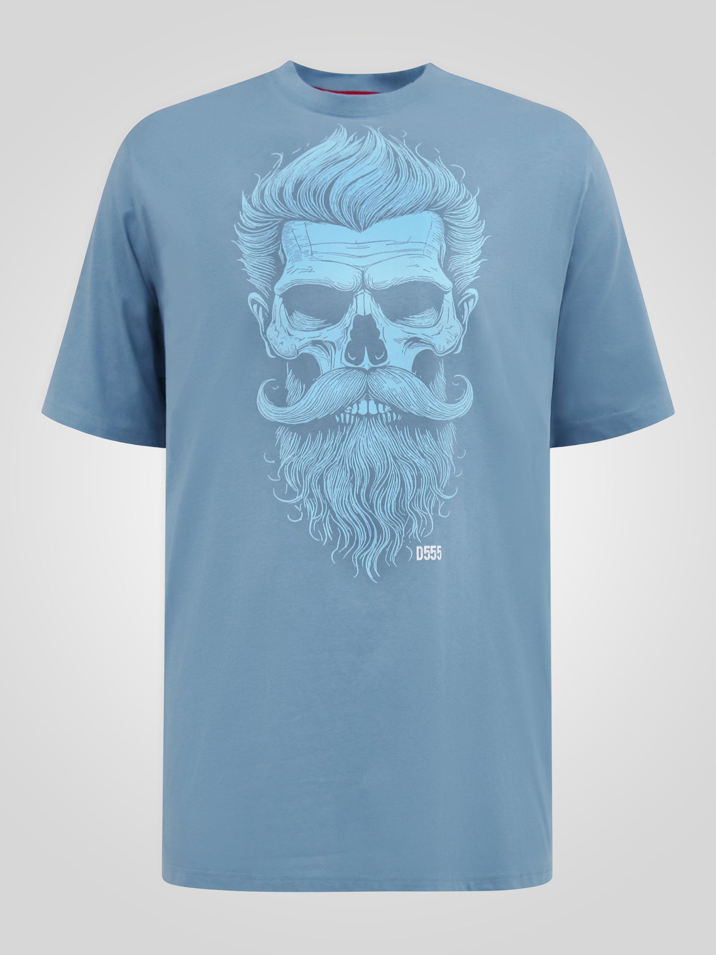MILLER -D555 Light Teal Bearded Skull Printed Crew Neck T-Shirt