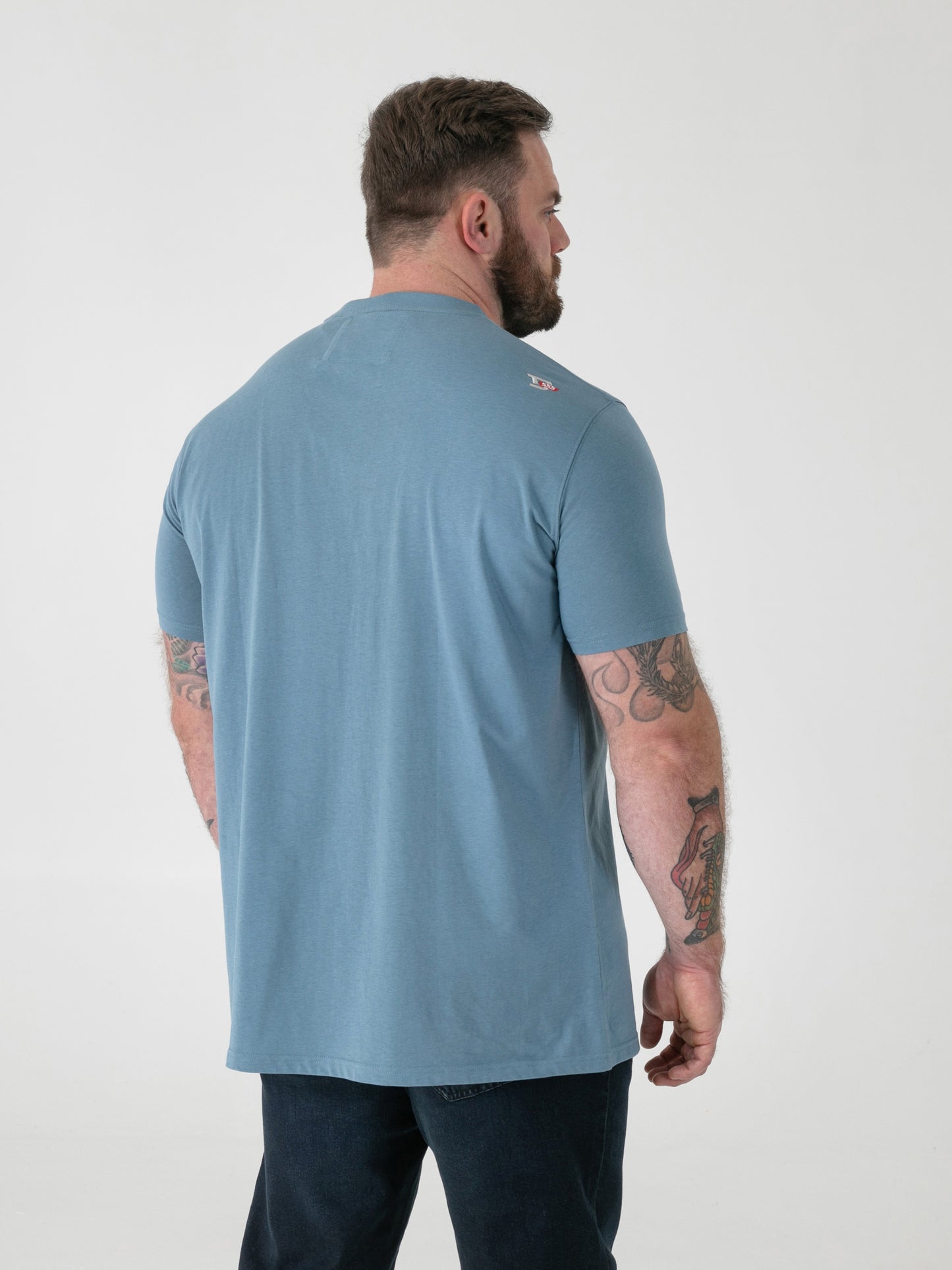 MILLER -D555 Light Teal Bearded Skull Printed Crew Neck T-Shirt