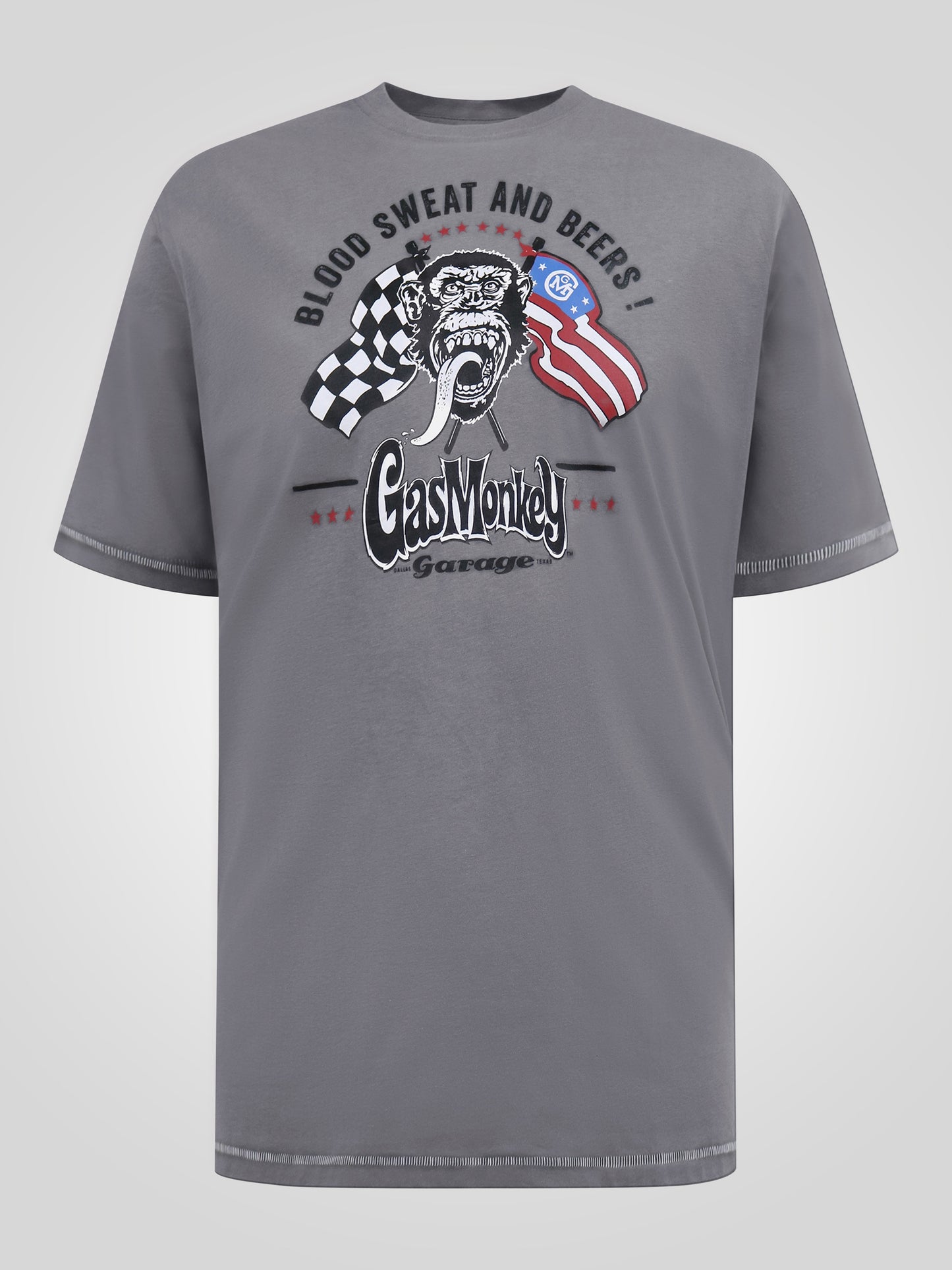 JASPER -D555 Grey Official Licensed Gas Monkey Printed Crew Neck T-Shirt