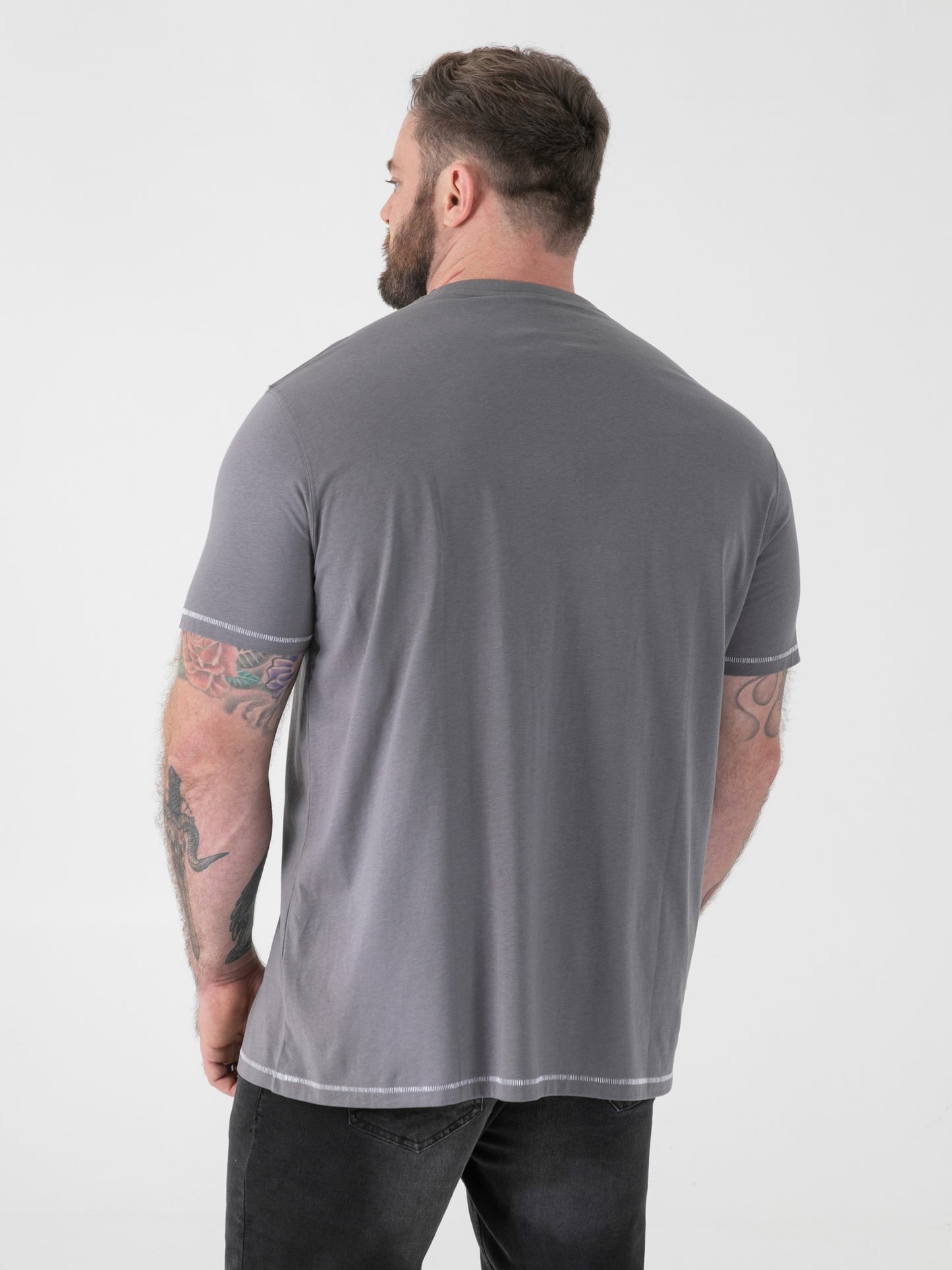 JASPER -D555 Grey Official Licensed Gas Monkey Printed Crew Neck T-Shirt