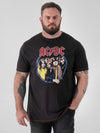 HUGH -D555 Washed Black Official Licensed ACDC Highway To Hell Printed Crew Neck T-Shirt