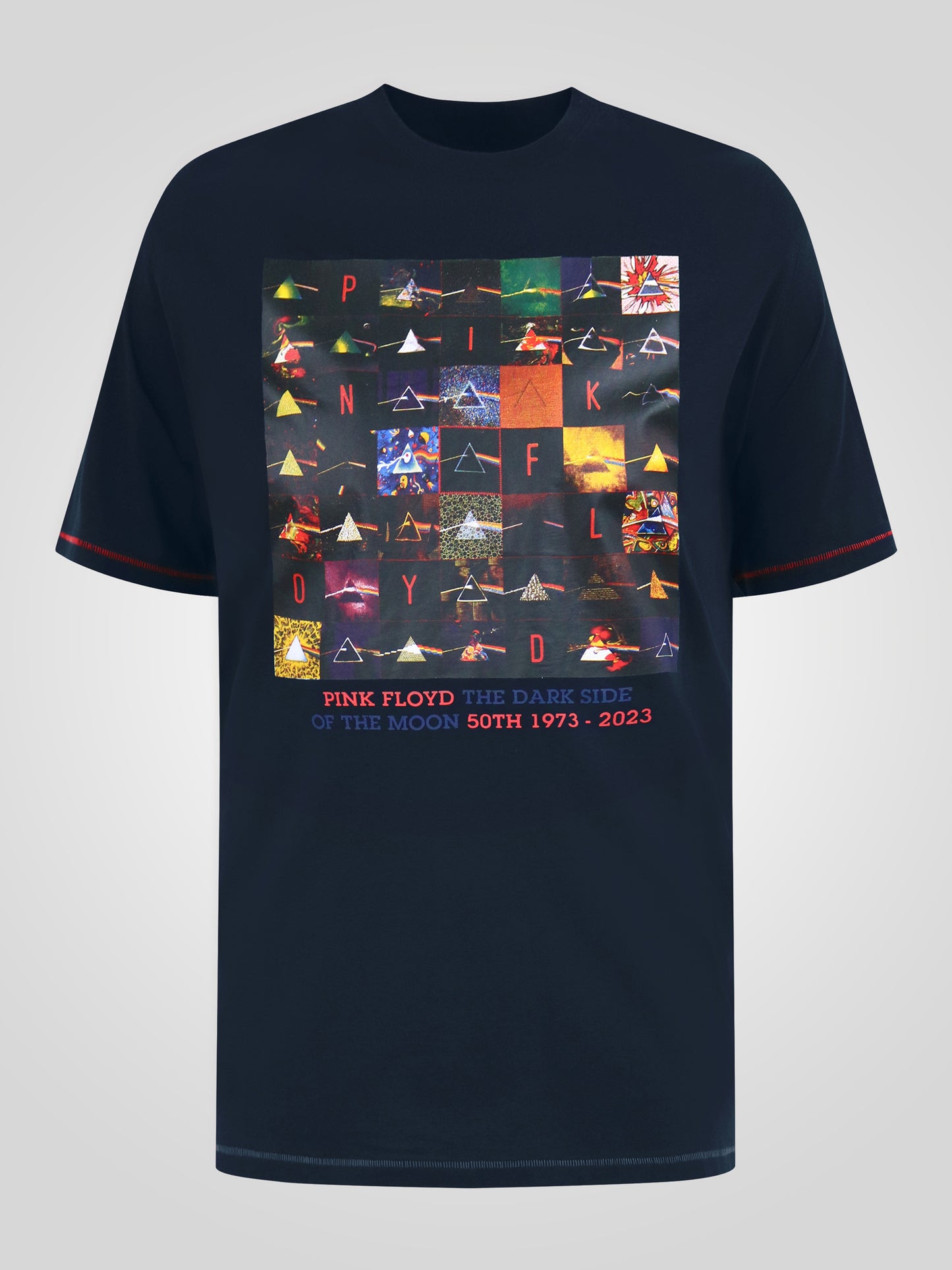 OTTO -D555 Dark Navy Official Licensed Pink Floyd 50th Anniversary Printed T-Shirt