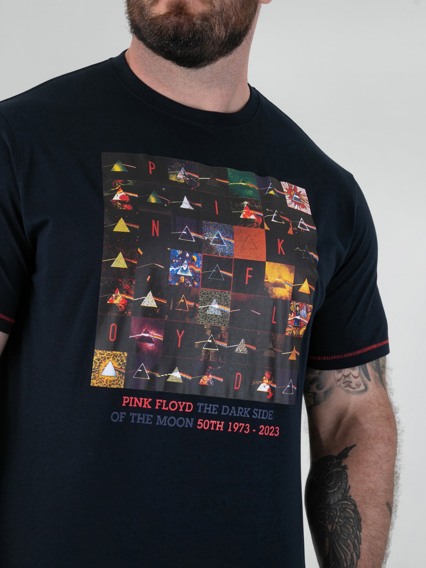 OTTO -D555 Dark Navy Official Licensed Pink Floyd 50th Anniversary Printed T-Shirt