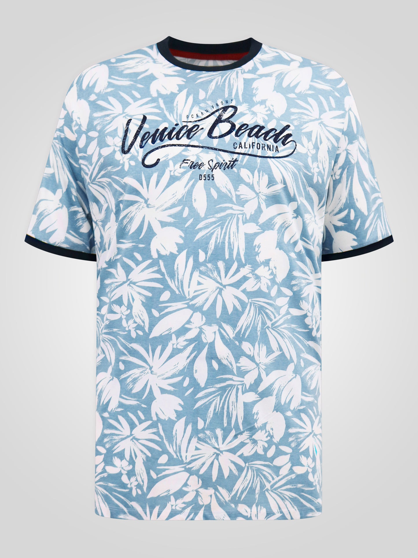 SHOREHAM -D555 Blue AO Printed Venice Beach Crew Neck T-Shirt