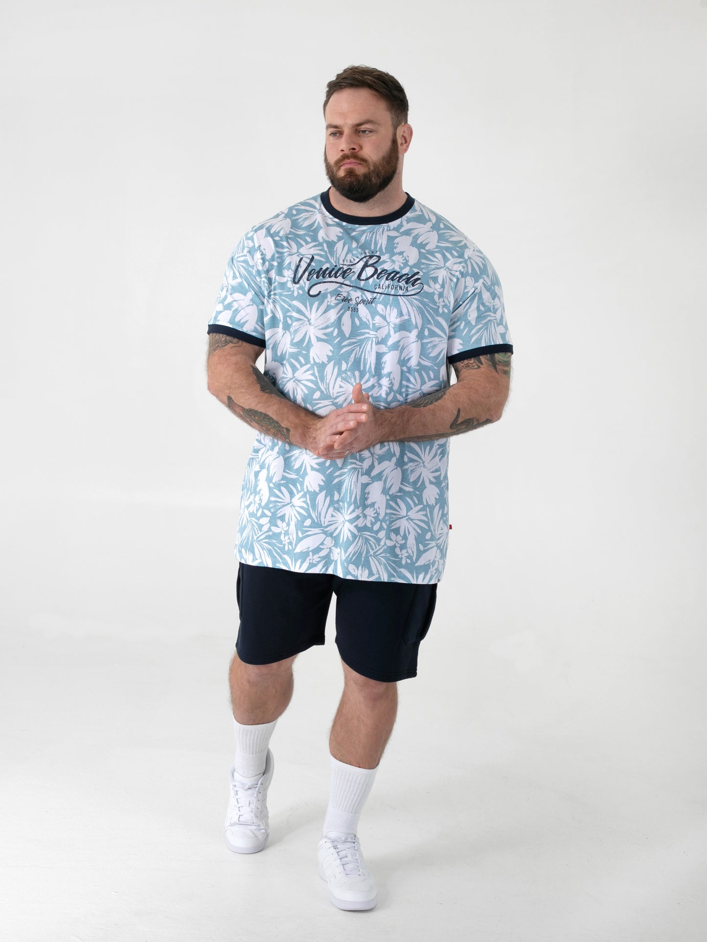 SHOREHAM -D555 Blue AO Printed Venice Beach Crew Neck T-Shirt