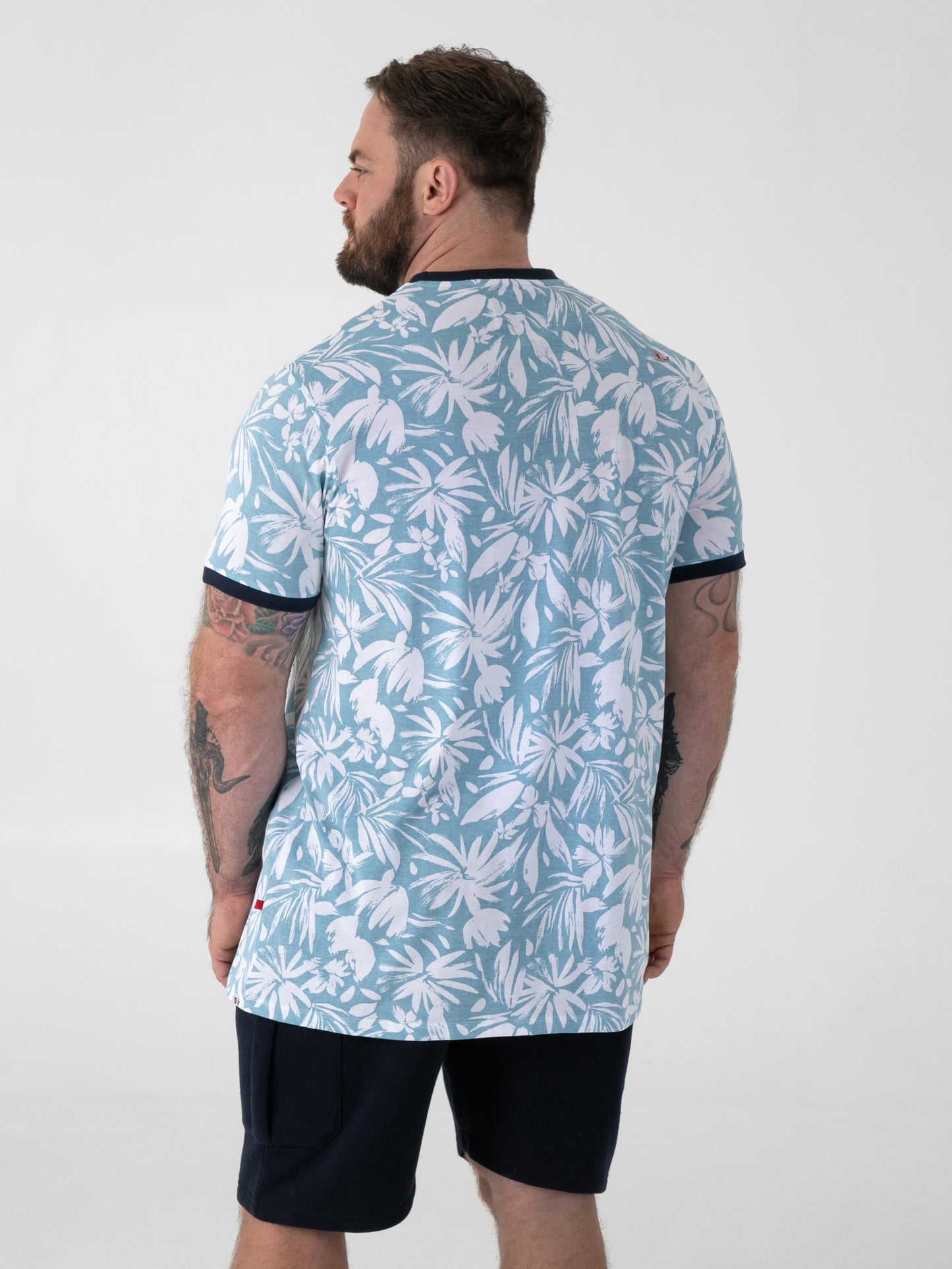SHOREHAM -D555 Blue AO Printed Venice Beach Crew Neck T-Shirt