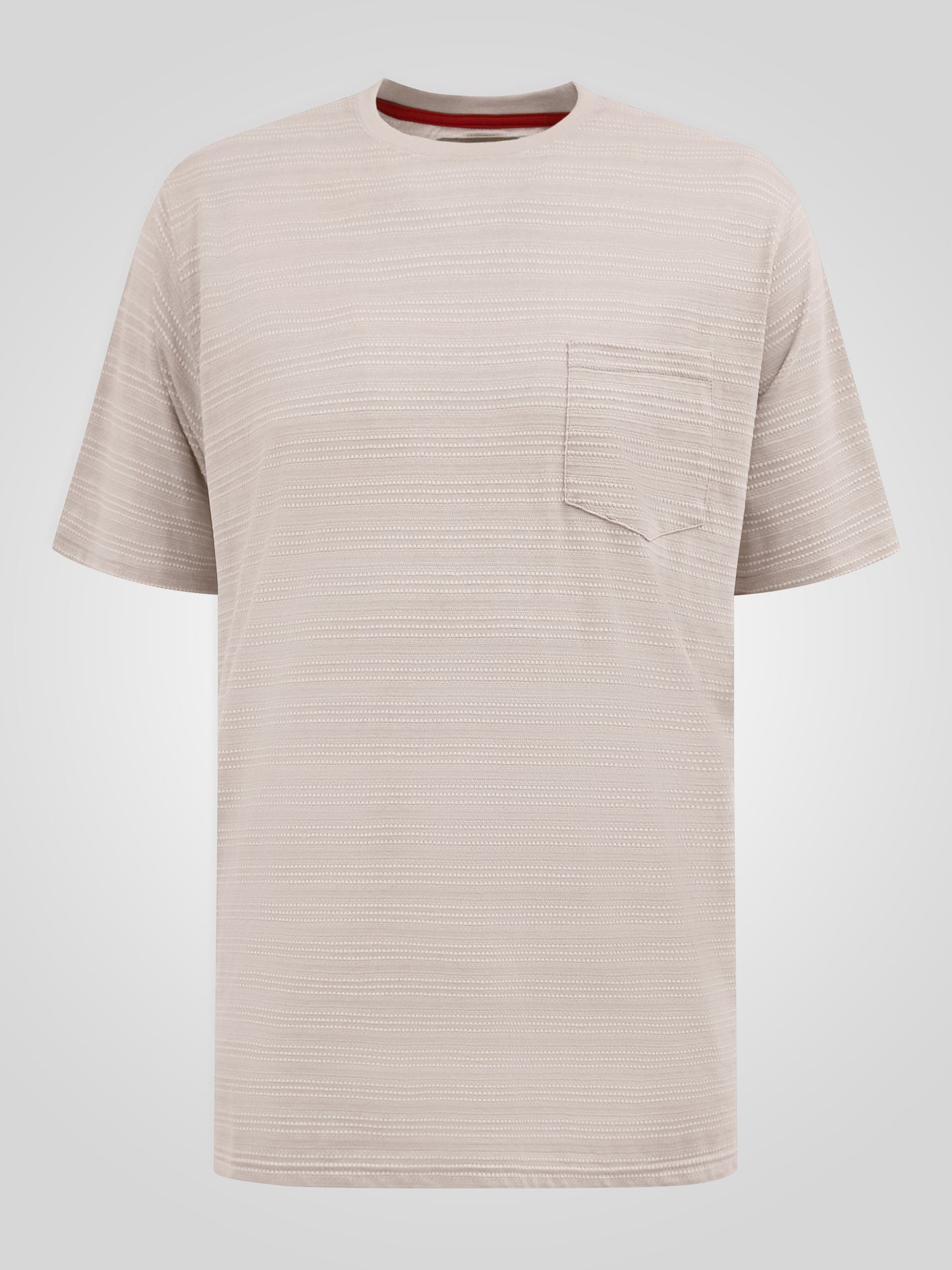 DINGLE 2 -D555 Stone High Low Jacquard Crew Neck T-Shirt