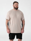 DINGLE 2 -D555 Stone High Low Jacquard Crew Neck T-Shirt