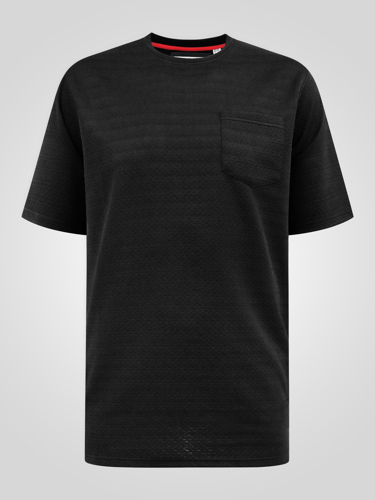 CHATTAN -D555 Black Stretch Jacquard Crew Neck T-Shirt