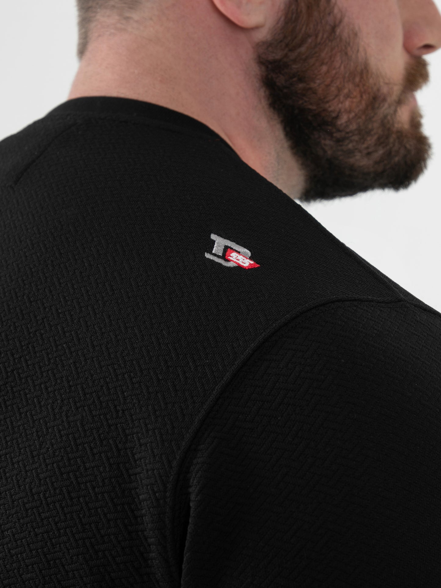 CHATTAN -D555 Black Stretch Jacquard Crew Neck T-Shirt