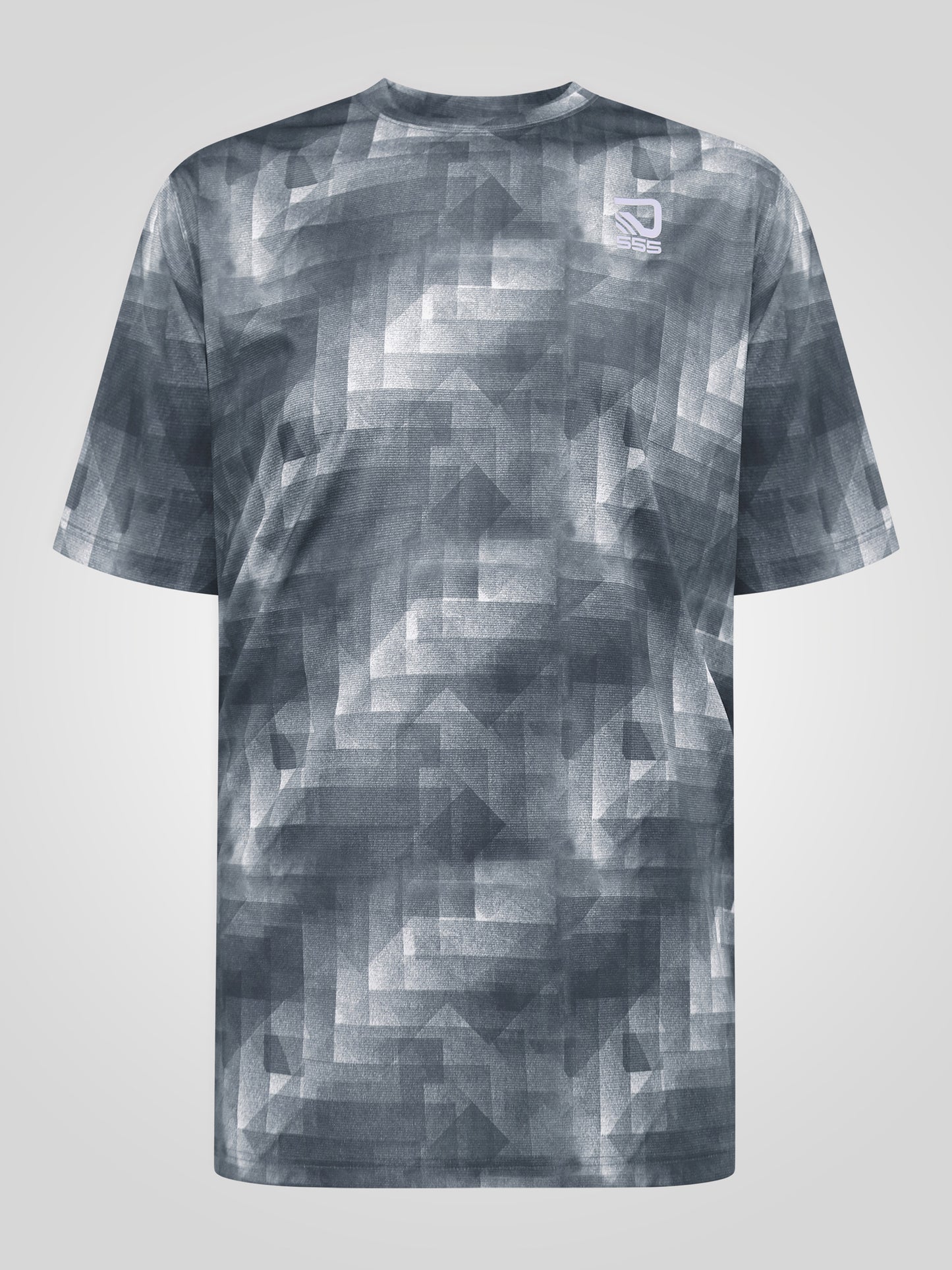 WATSON -D555 Grey Dry Wear Light Weight AOP Crew Neck T-Shirt