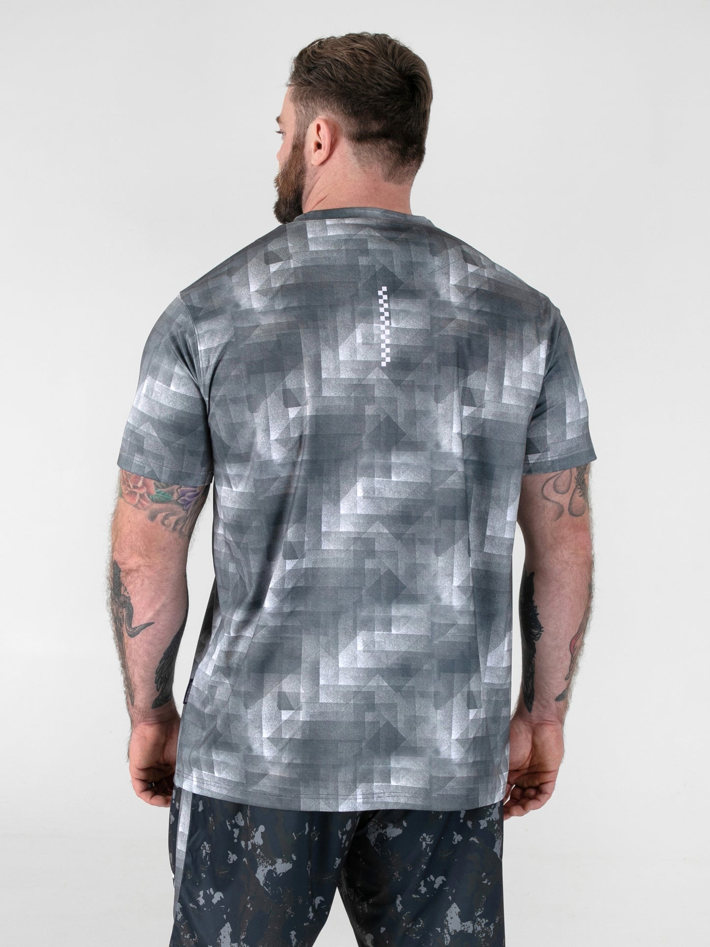 WATSON -D555 Grey Dry Wear Light Weight AOP Crew Neck T-Shirt