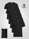 SMARTLY1-D555 Black Five Pack Combed Cotton Crew Neck T-Shirt