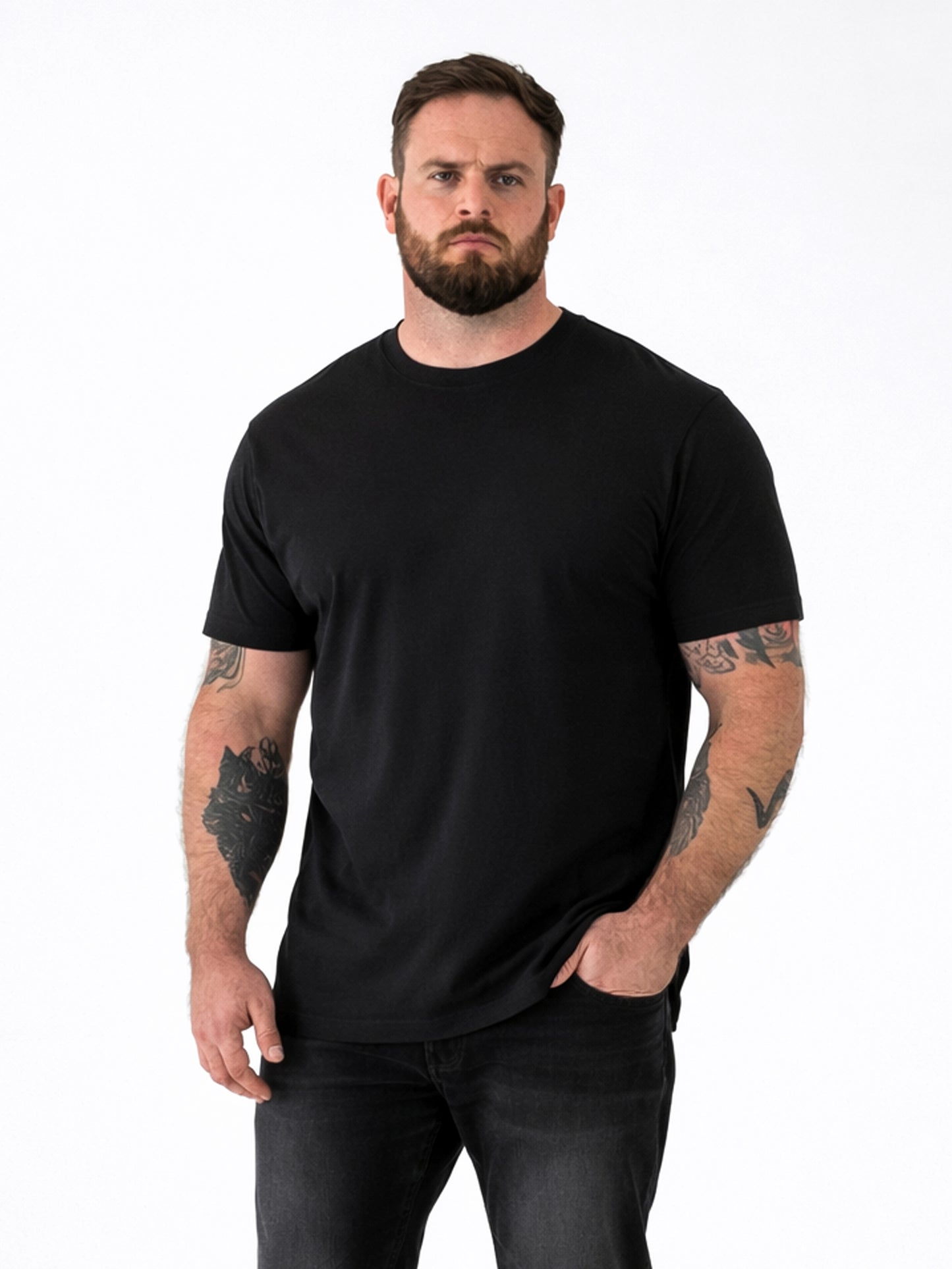 SMARTLY1-D555 Black Five Pack Combed Cotton Crew Neck T-Shirt
