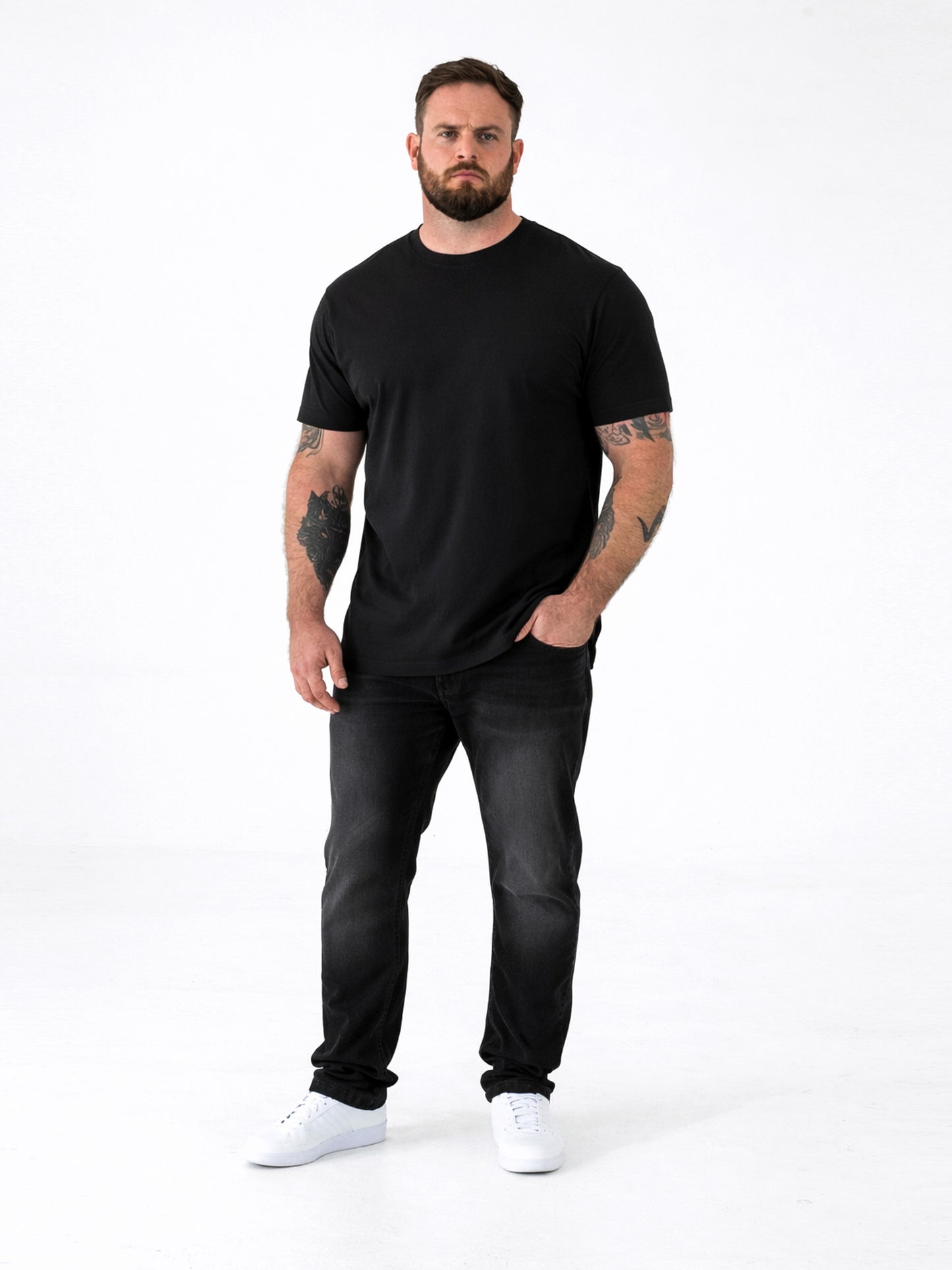 SMARTLY1-D555 Black Five Pack Combed Cotton Crew Neck T-Shirt