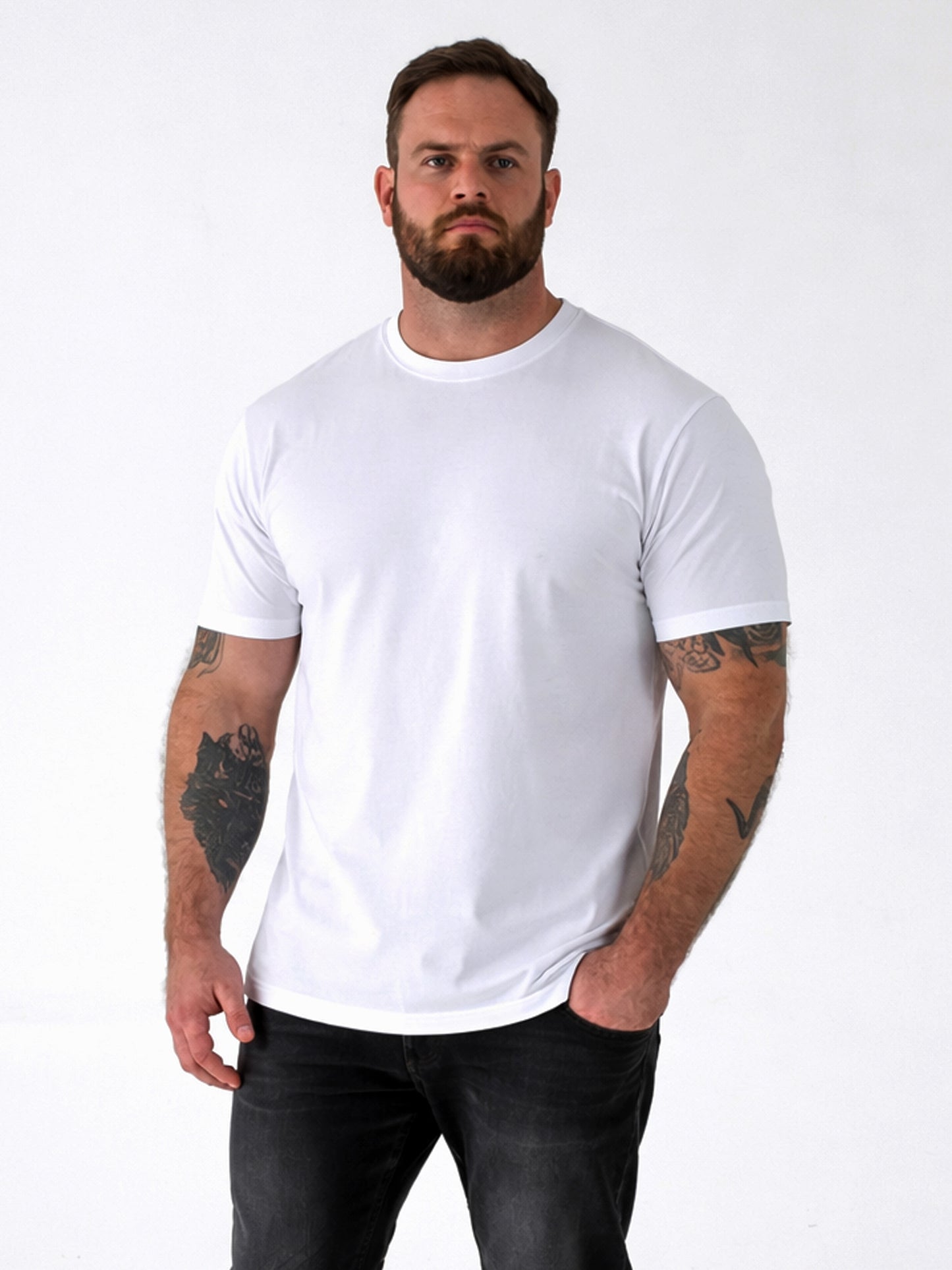 SMARTLY 2-D555 White Five Pack Combed Cotton Crew Neck T-Shirt