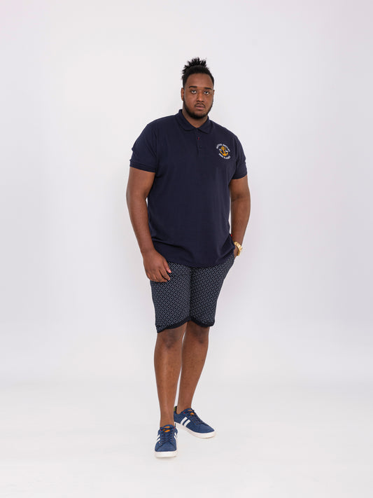 JEFFERSON -D555 Navy Blue D555 Short Sleeve Pique Polo Shirt with Embroidery