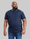 BURGATE -D555 Navy Blue Cut and Sew Jersey Polo Shirt with Tipped Collar