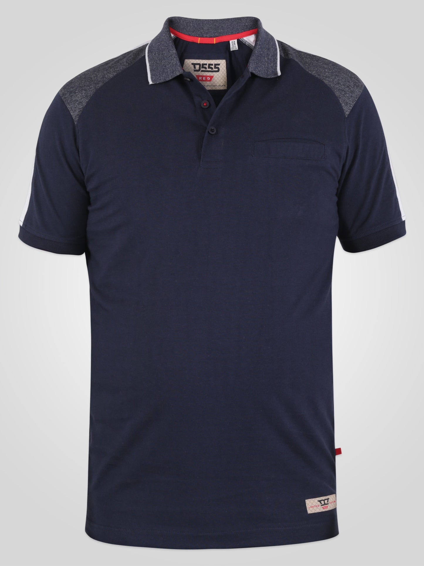 BURGATE -D555 Navy Blue Cut and Sew Jersey Polo Shirt with Tipped Collar