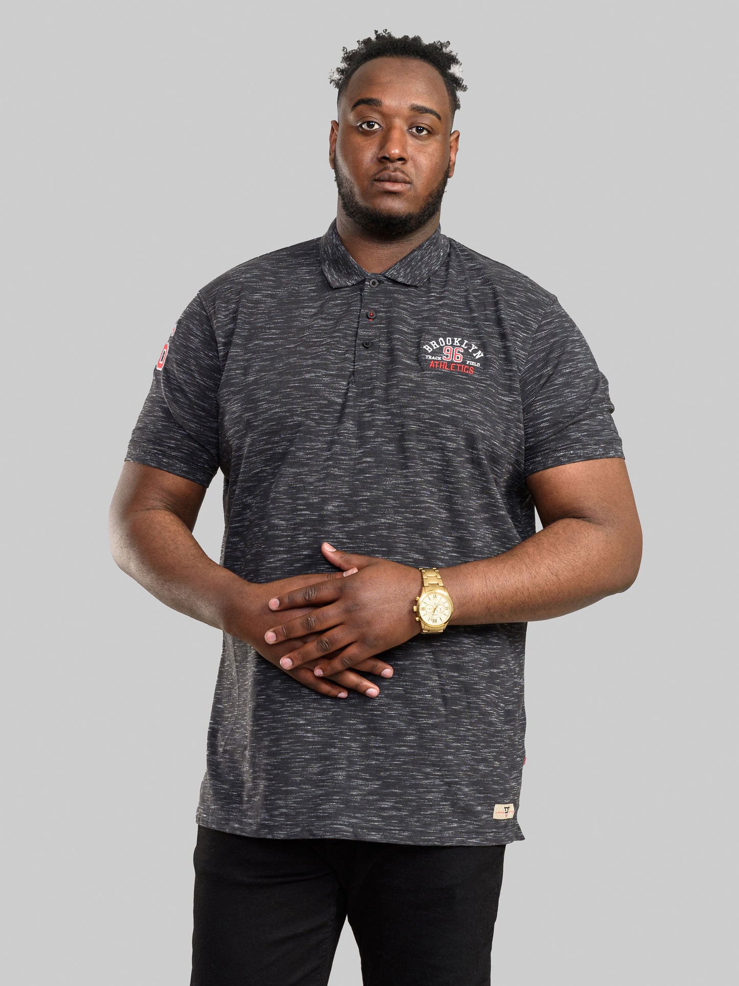 CLAWTON -D555 Charcoal Grey Twist Brooklyn Athletics Polo Shirt with Embroidery