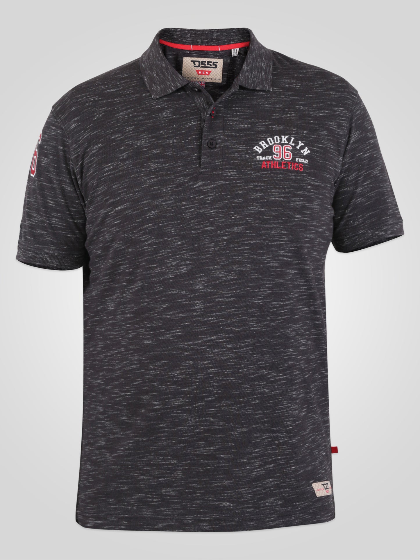 CLAWTON -D555 Charcoal Grey Twist Brooklyn Athletics Polo Shirt with Embroidery