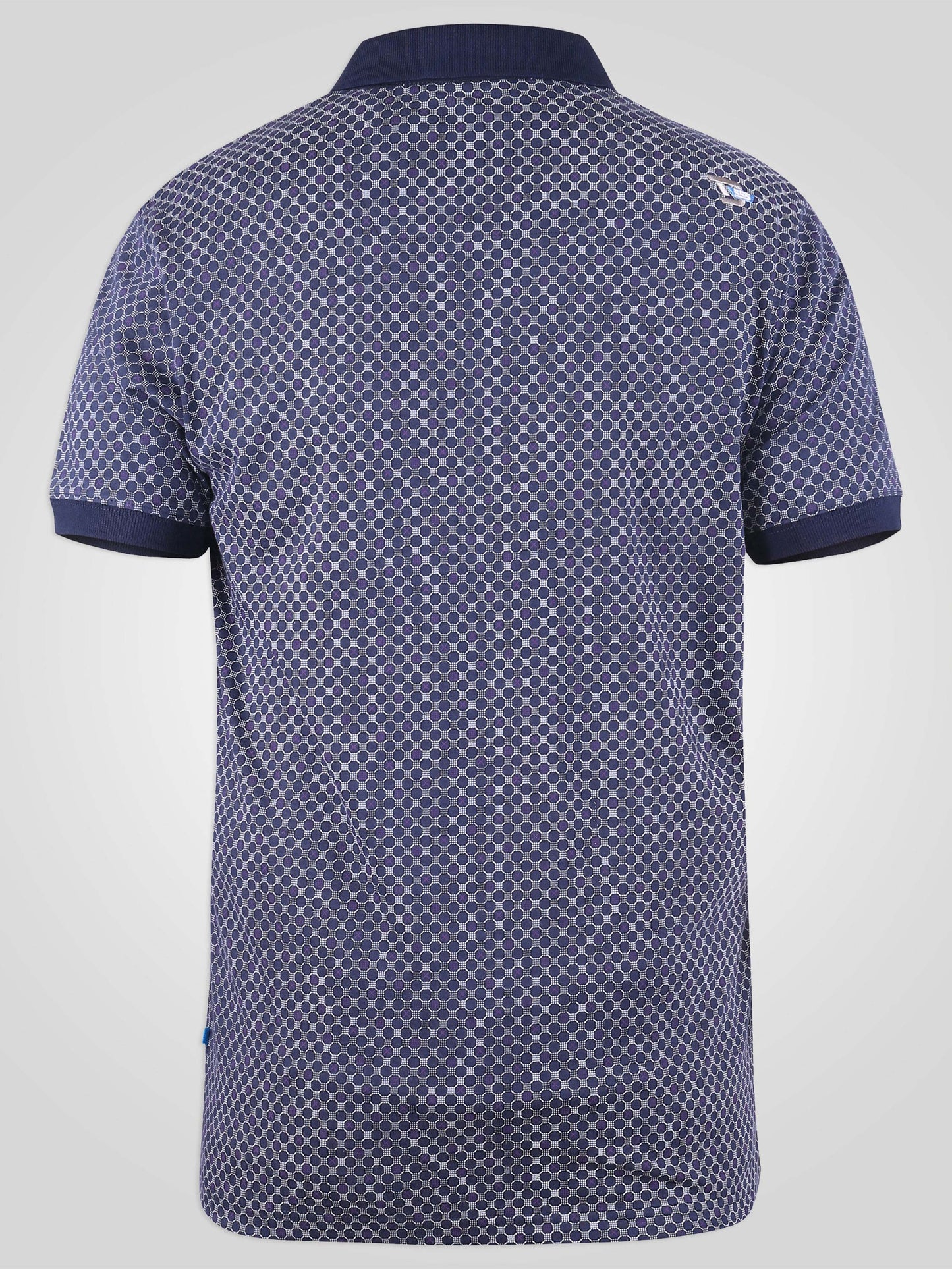 AXFORD -D555 Navy Blue All Over Print Jersey Polo Shirt with Chest Pocket