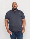 BATTERSEA -D555 Navy Blue All Over Print Polo Shirt with Chest Embroidery