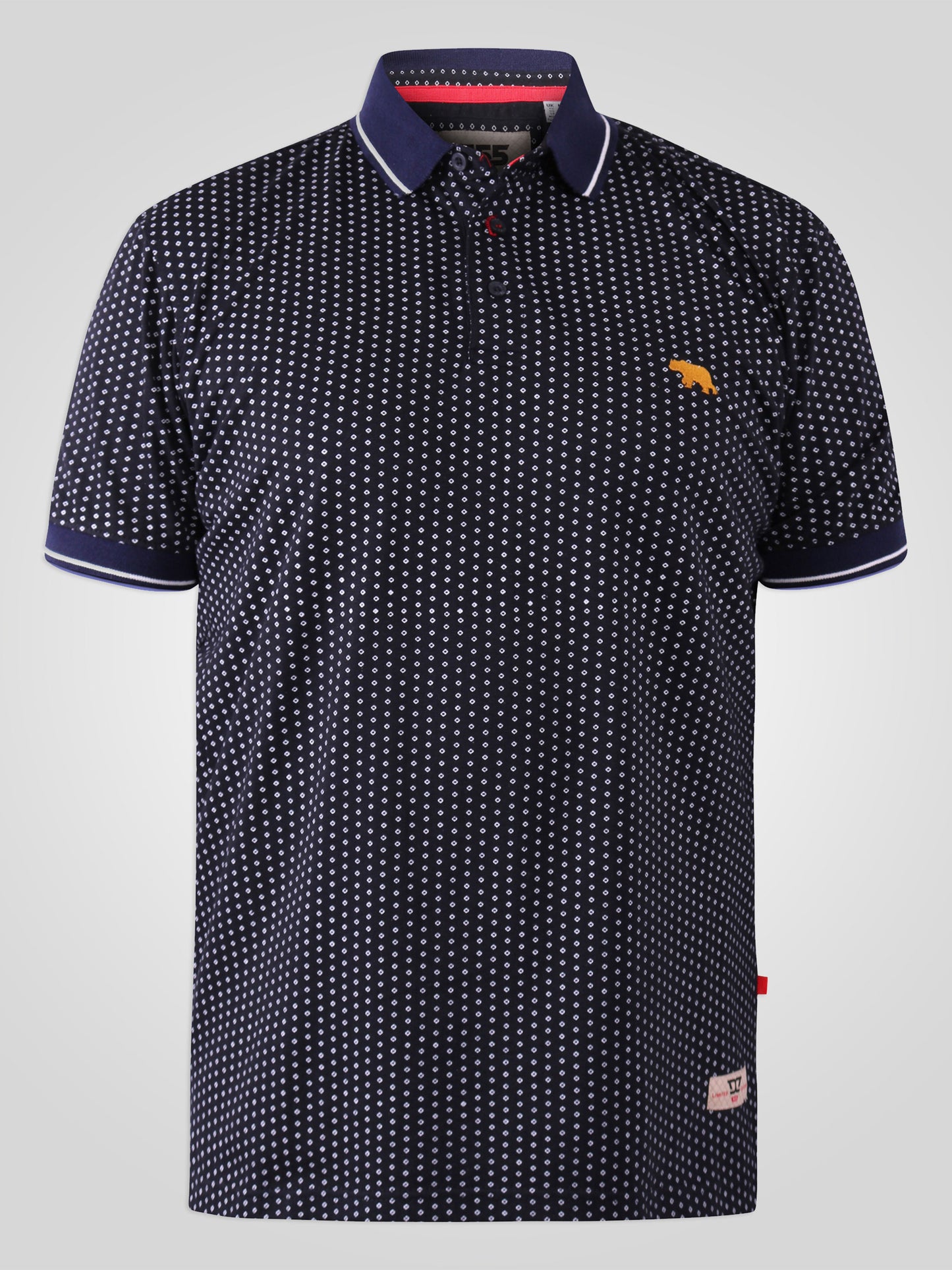 BATTERSEA -D555 Navy Blue All Over Print Polo Shirt with Chest Embroidery