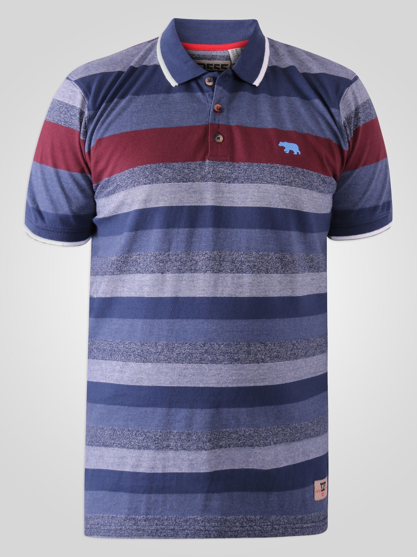 KNIGHTSBRIDGE -D555 Blue Stripe Yarn Dyed Jacquard Stripe Polo with Embroidery