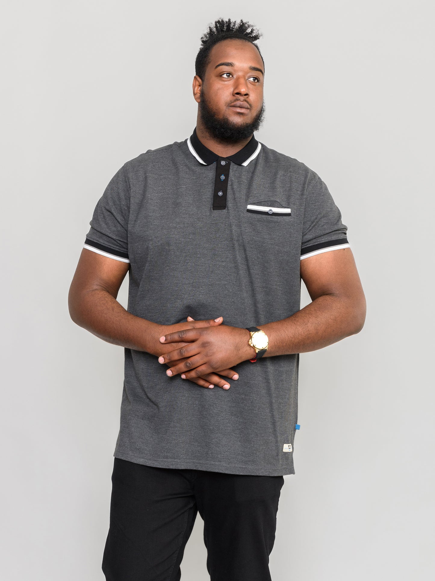 WESTBOURNE -D555 Charcoal Marl Pique Polo Shirt with Ribbed Chest Pocket